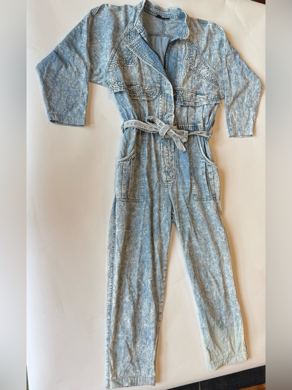 Rinestone Acid Wash Cowgirl Jumpsuit